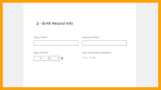 birth record info